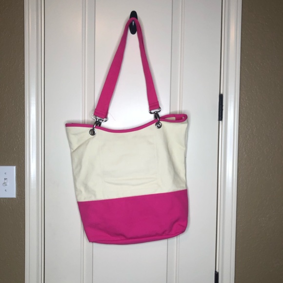 31 Pink Canvas Tote with Flower Embroidery - Picture 2 of 3